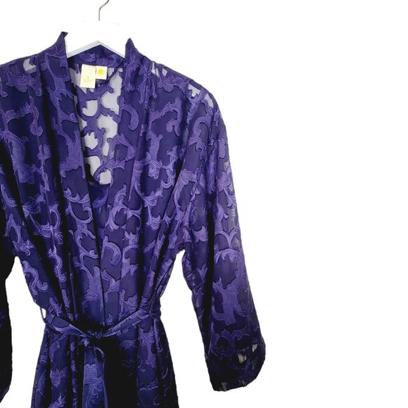 Victoria's Secret Gold Label Purple Sheer Nightgown and Robe - Size S - Picture 6 of 15